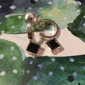 two tone sterling 18k onyx earrings